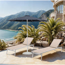  Meridian Fiji Grey Water Resistant Fabric And Aluminum Patio Umbrella with Base Set IMAGE 2