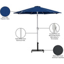  Meridian Fiji Navy Water Resistant Fabric And Aluminum Patio Umbrella with Base Set IMAGE 20