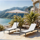  Meridian Fiji Beige Water Resistant Fabric And Aluminum Patio Umbrella with Base Set IMAGE 2