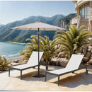  Meridian Fiji Beige Water Resistant Fabric And Aluminum Patio Umbrella with Base Set IMAGE 2
