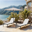  Meridian Fiji Beige Water Resistant Fabric And Aluminum Patio Umbrella with Base Set IMAGE 2