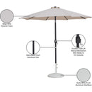  Meridian Fiji Beige Water Resistant Fabric And Aluminum Patio Umbrella with Base Set IMAGE 17