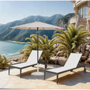  Meridian Fiji Beige Water Resistant Fabric And Aluminum Patio Umbrella with Base Set IMAGE 2