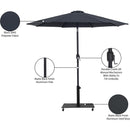  Meridian Fiji Black Water Resistant Fabric And Aluminum Patio Umbrella with Base Set IMAGE 19