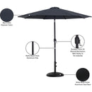  Meridian Fiji Black Water Resistant Fabric And Aluminum Patio Umbrella with Base Set IMAGE 17