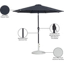  Meridian Fiji Black Water Resistant Fabric And Aluminum Patio Umbrella with Base Set IMAGE 17