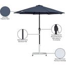  Meridian Fiji Grey Water Resistant Fabric And Aluminum Patio Umbrella with Base Set IMAGE 19