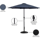  Meridian Fiji Grey Water Resistant Fabric And Aluminum Patio Umbrella with Base Set IMAGE 17