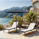  Meridian Fiji Grey Water Resistant Fabric And Aluminum Patio Umbrella with Base Set IMAGE 2