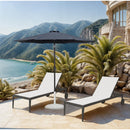  Meridian Fiji Grey Water Resistant Fabric And Aluminum Patio Umbrella with Base Set IMAGE 2