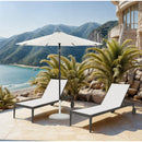  Meridian Fiji White Water Resistant Fabric And Aluminum Patio Umbrella with Base Set IMAGE 2