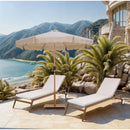  Meridian Amalfi Beige Water Resistant Fabric And Aluminum Patio Umbrella with Base Set IMAGE 2