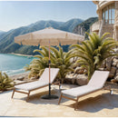  Meridian Amalfi Beige Water Resistant Fabric And Aluminum Patio Umbrella with Base Set IMAGE 2