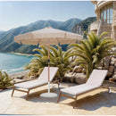  Meridian Amalfi Beige Water Resistant Fabric And Aluminum Patio Umbrella with Base Set IMAGE 2
