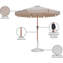  Meridian Amalfi Beige Water Resistant Fabric And Aluminum Patio Umbrella with Base Set IMAGE 17