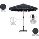  Meridian Amalfi Black Water Resistant Fabric And Aluminum Patio Umbrella with Base Set IMAGE 19