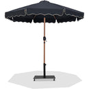  Meridian Amalfi Black Water Resistant Fabric And Aluminum Patio Umbrella with Base Set IMAGE 1