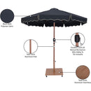  Meridian Amalfi Black Water Resistant Fabric And Aluminum Patio Umbrella with Base Set IMAGE 19