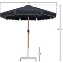  Meridian Amalfi Black Water Resistant Fabric And Aluminum Patio Umbrella with Base Set IMAGE 18