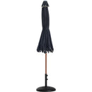  Meridian Amalfi Black Water Resistant Fabric And Aluminum Patio Umbrella with Base Set IMAGE 11