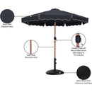  Meridian Amalfi Black Water Resistant Fabric And Aluminum Patio Umbrella with Base Set IMAGE 17