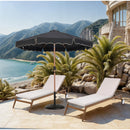  Meridian Amalfi Black Water Resistant Fabric And Aluminum Patio Umbrella with Base Set IMAGE 2