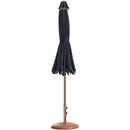  Meridian Amalfi Black Water Resistant Fabric And Aluminum Patio Umbrella with Base Set IMAGE 11