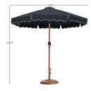  Meridian Amalfi Black Water Resistant Fabric And Aluminum Patio Umbrella with Base Set IMAGE 16