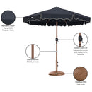  Meridian Amalfi Black Water Resistant Fabric And Aluminum Patio Umbrella with Base Set IMAGE 17