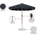  Meridian Amalfi Black Water Resistant Fabric And Aluminum Patio Umbrella with Base Set IMAGE 17
