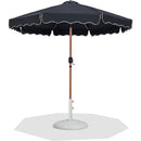  Meridian Amalfi Black Water Resistant Fabric And Aluminum Patio Umbrella with Base Set IMAGE 1
