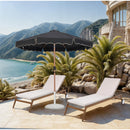  Meridian Amalfi Black Water Resistant Fabric And Aluminum Patio Umbrella with Base Set IMAGE 2
