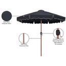  Meridian Amalfi Black Water Resistant Fabric And Aluminum Patio Umbrella IMAGE 11