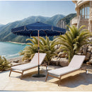  Meridian Amalfi Navy Water Resistant Fabric And Aluminum Patio Umbrella with Base Set IMAGE 2