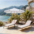  Meridian Amalfi White Water Resistant Fabric And Aluminum Patio Umbrella with Base Set IMAGE 2