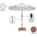  Meridian Amalfi White Water Resistant Fabric And Aluminum Patio Umbrella with Base Set IMAGE 19