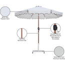  Meridian Amalfi White Water Resistant Fabric And Aluminum Patio Umbrella with Base Set IMAGE 19