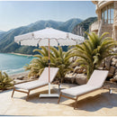  Meridian Amalfi White Water Resistant Fabric And Aluminum Patio Umbrella with Base Set IMAGE 2