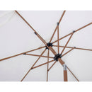Meridian Amalfi White Fabric With Black Piping / Teak Aluminum Patio Umbrella with Base Sets IMAGE 14
