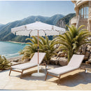  Meridian Amalfi White Water Resistant Fabric And Aluminum Patio Umbrella with Base Set IMAGE 2
