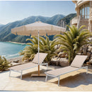  Meridian Amalfi Beige Water Resistant Fabric And Aluminum Patio Umbrella with Base Set IMAGE 2