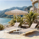  Meridian Amalfi Beige Water Resistant Fabric And Aluminum Patio Umbrella with Base Set IMAGE 2