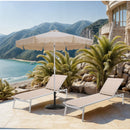  Meridian Amalfi Beige Water Resistant Fabric And Aluminum Patio Umbrella with Base Set IMAGE 2