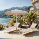  Meridian Amalfi Beige Water Resistant Fabric And Aluminum Patio Umbrella with Base Set IMAGE 2