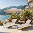  Meridian Amalfi Beige Water Resistant Fabric And Aluminum Patio Umbrella with Base Set IMAGE 2