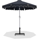  Meridian Amalfi Black Water Resistant Fabric And Aluminum Patio Umbrella with Base Set IMAGE 1