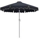  Meridian Amalfi Black Water Resistant Fabric And Aluminum Patio Umbrella with Base Set IMAGE 3