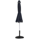  Meridian Amalfi Black Water Resistant Fabric And Aluminum Patio Umbrella with Base Set IMAGE 11