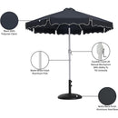  Meridian Amalfi Black Water Resistant Fabric And Aluminum Patio Umbrella with Base Set IMAGE 17