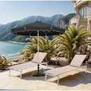 Meridian Amalfi Black Fabric With Cream Piping / Matte Black Aluminum Patio Umbrella with Base Sets IMAGE 2